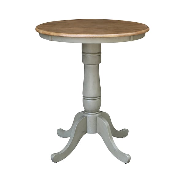 International Concepts Round 30 in Rd Top Pedestal Table, Counter Height, Hickory/Stone, 30 W, 30 L, 35.1 in H, Wood K41-30RT-6B - main